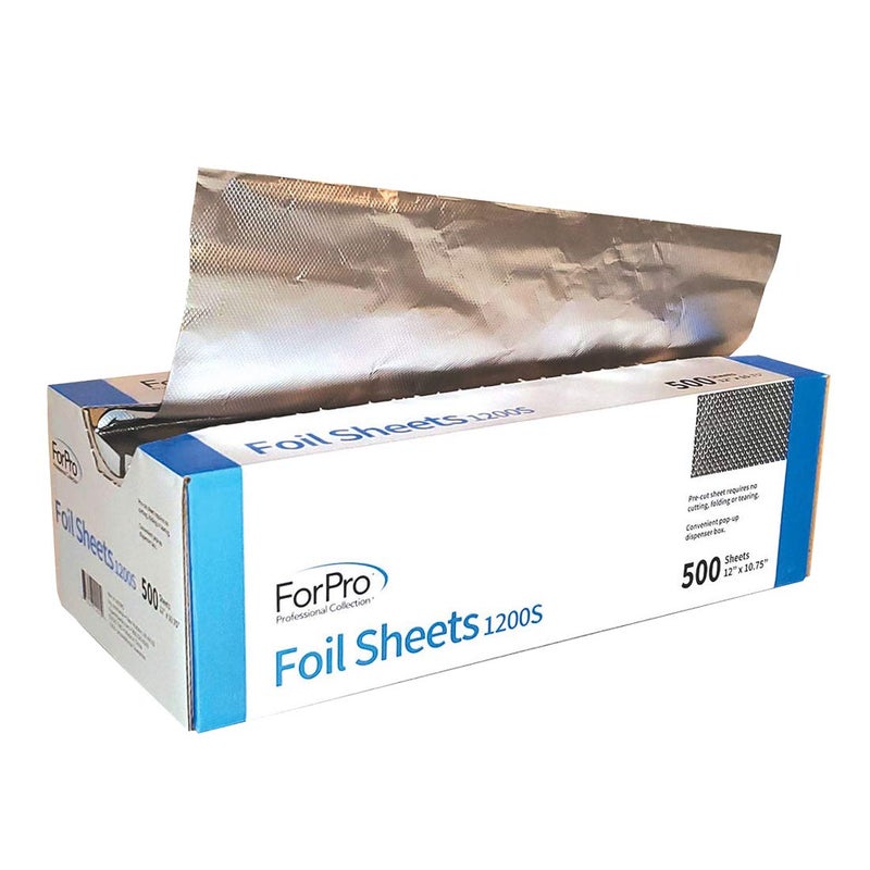 ForPro Professional Collection Embossed Foil Sheets 1200S, Aluminum Foil, Pop-Up Dispenser, for Hair Color Application and Highlighting Services, Food Safe, 12â€ W x 10.75â€ L, 500-Count - Image 1